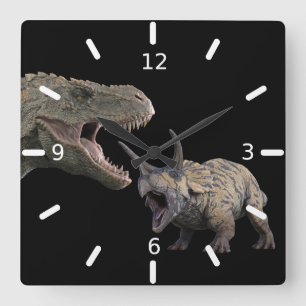 T.Rex en Triceratops Vierkante Klok