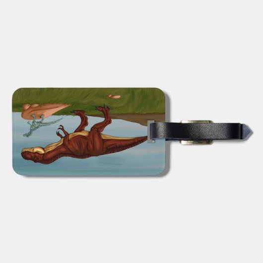 T-Rex en Velociraptor Bagagelabel (Achterkant horizontaal)