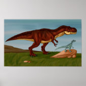 T-Rex en Velociraptor Poster (Voorkant)
