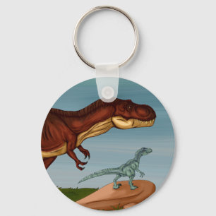 T-Rex en Velociraptor Sleutelhanger