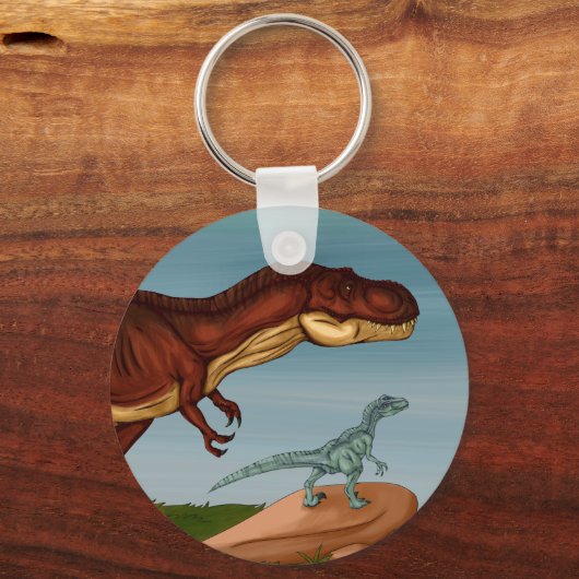 T-Rex en Velociraptor Sleutelhanger (Voorkant)