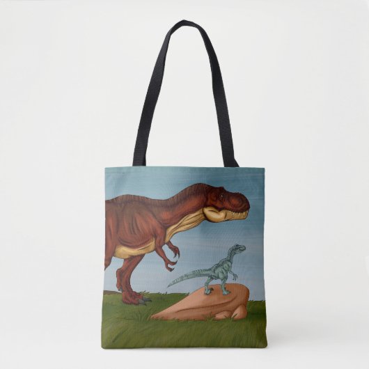 T-Rex en Velociraptor Tote Bag (Voorkant)