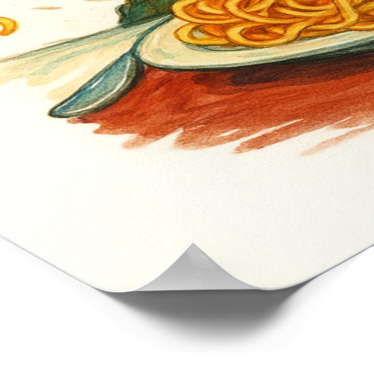 T-Rex Eten Spaghetti Poster (Hoek)