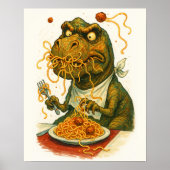 T-Rex Eten Spaghetti Poster (Voorkant)