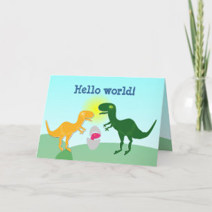 T-Rex Family Dino Baby Hallo Kaart Egg