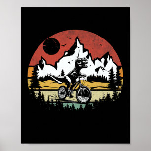 T-Rex fietsend Vintage Mountainbiken Dino T Poster