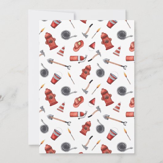 T Rex Firemans 5th Birthday Party Invitation Kaart (Achterkant)