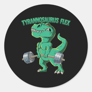 T-rex Fitness Lichaamstraining Tyrannosaurus Flex  Ronde Sticker
