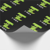 T-Rex Funny Alphabet Dinosaur Pun Dark BG Cadeaupapier (Hoek)