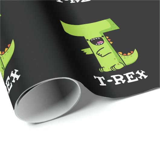 T-Rex Funny Alphabet Dinosaur Pun Dark BG Cadeaupapier (Rol Hoek)