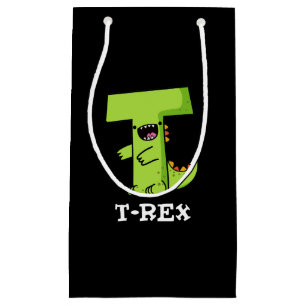 T-Rex Funny Alphabet Dinosaur Pun Dark BG Klein Cadeauzakje