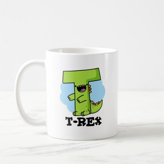 T-Rex Funny Alphabet Dinosaur Pun Koffiemok (Links)