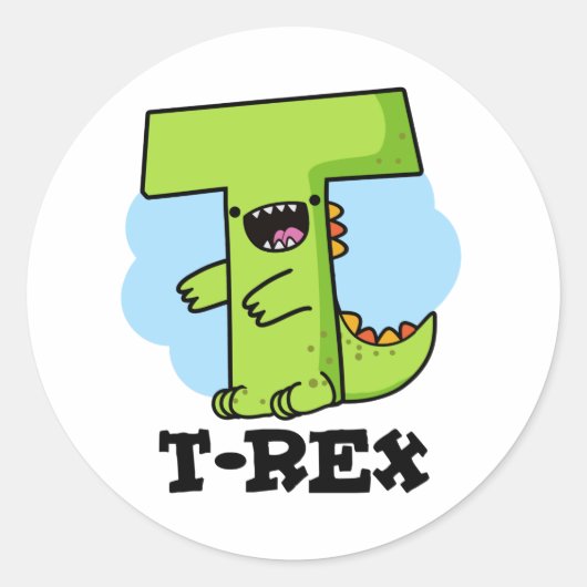T-Rex Funny Alphabet Dinosaur Pun Ronde Sticker (Voorkant)