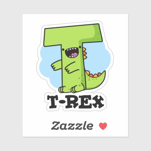 T-Rex Funny Alphabet Dinosaur Pun Sticker (Vel)