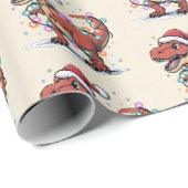 T-Rex Funny Boy Christmas Lights inpakpapier (Rol Hoek)