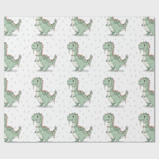 T-Rex Funny Boy Christmas Lights inpakpapier (Vlak)