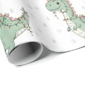 T-Rex Funny Boy Christmas Lights inpakpapier (Rol Hoek)