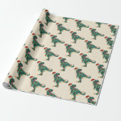 T-Rex Funny Boy Kerstmis Cadeaupapier (Uitgerold)