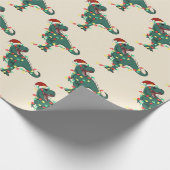 T-Rex Funny Boy Kerstmis Cadeaupapier (Hoek)