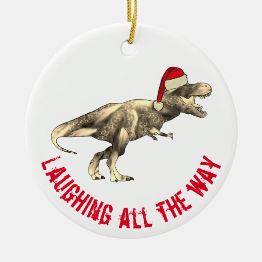 T. rex Funny Santa Laughing helemaal citeren Keramisch Ornament (Voorkant)