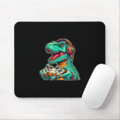 T-rex gamen met headset Funny Dinosaur Gamer Gra Muismat (Met muis)