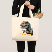 T-Rex Gamer It’s My Turn Design Grote Tote Bag (Voorkant (product))