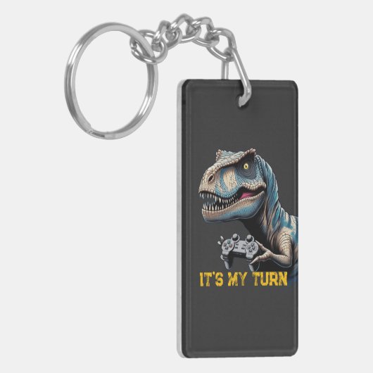 T-Rex Gamer It’s My Turn Design Sleutelhanger (Voorkant Links)