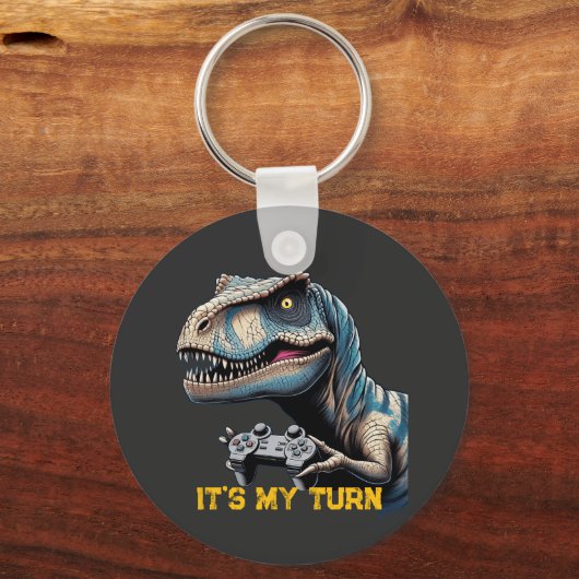 T-Rex Gamer It’s My Turn Design Sleutelhanger (Voorkant)