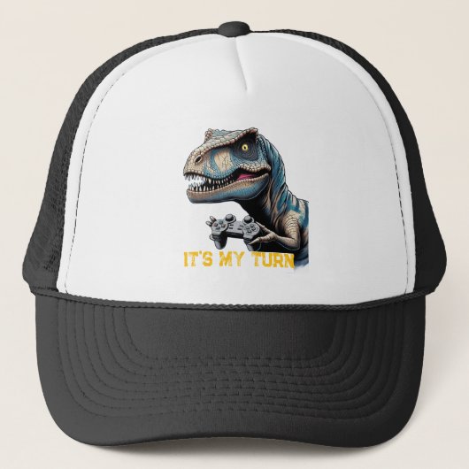 T-Rex Gamer It’s My Turn Design Trucker Pet (Voorkant)
