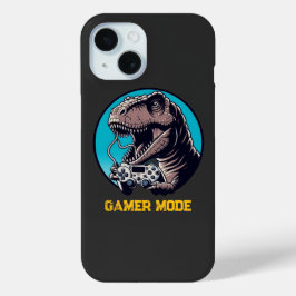 T-Rex Gamer Mode Dinosaur Art iPhone 15 Case