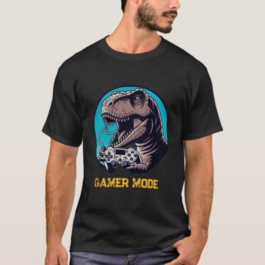 T-Rex Gamer Mode Dinosaur Art T-shirt (Voorkant)