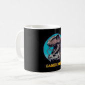 T-Rex Gamer Mode Dinosaurus Kunst Koffiemok (Voorkant links)