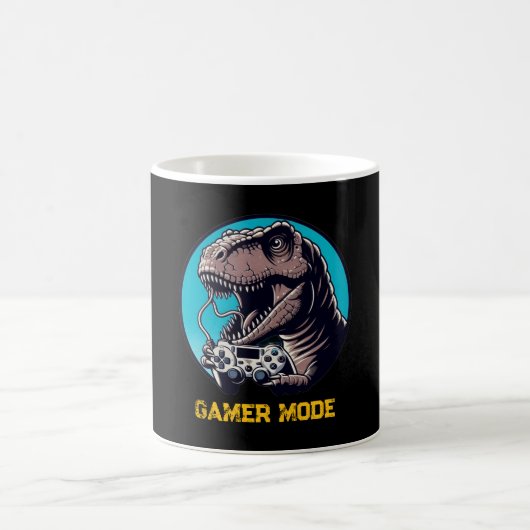 T-Rex Gamer Mode Dinosaurus Kunst Koffiemok (Center)