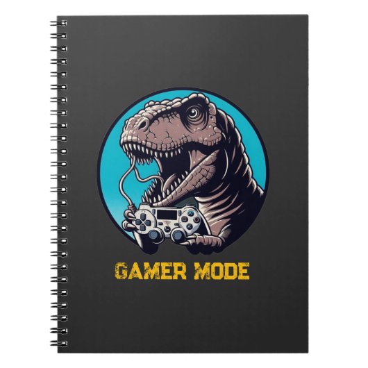 T-Rex Gamer Mode Dinosaurus Kunst Notitieboek (Voorkant)
