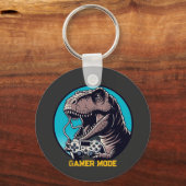 T-Rex Gamer Mode Dinosaurus Kunst Sleutelhanger (Voorkant)