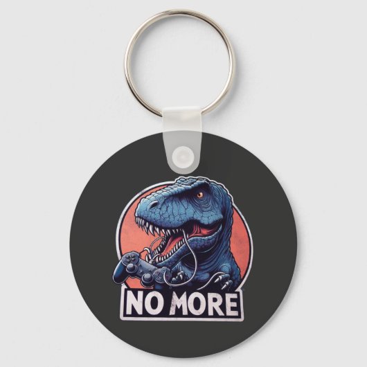 T-Rex Gamer No More Design Sleutelhanger (Voorkant)