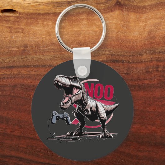 T-Rex Gamer Rage No More Design Sleutelhanger (Voorkant)