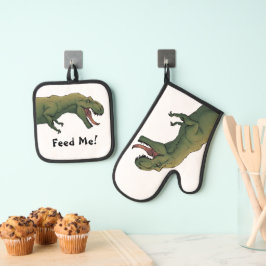 T-Rex Geef me eten! dinosaurus Tyrannosaurus Ovenwant & Pannenlap Set
