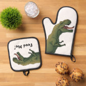 T-Rex Geef me eten! dinosaurus Tyrannosaurus Ovenwant & Pannenlap Set (Top down)