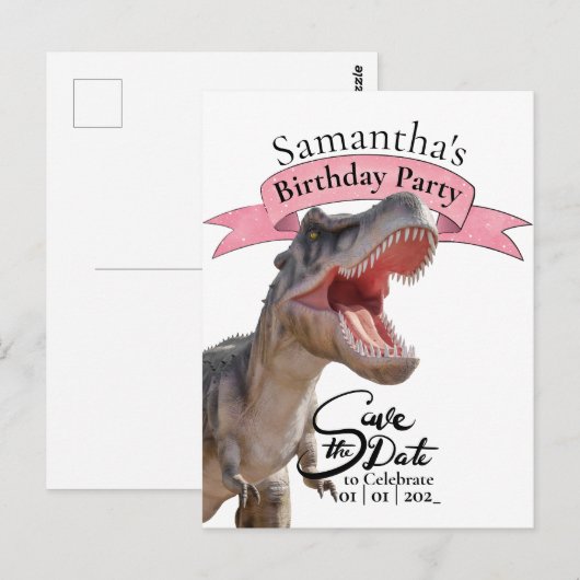 T Rex, Gefeliciteerd meisje Briefkaart (Voorkant / Achterkant)