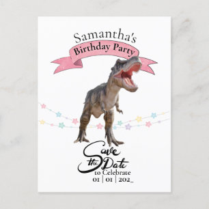 T Rex, Girl Save the Date Jurassic World Briefkaart