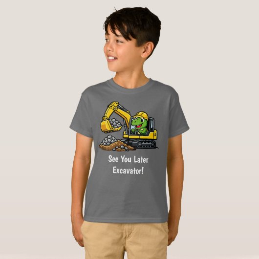 T-Rex graafmachine bouw jongens T-shirt (Voorkant volledig)