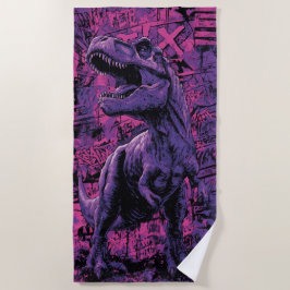 T-Rex Graffiti Illustratie van Stedelijke Dinosaur Strandlaken