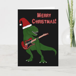 T-Rex Guitar-kerstkaart Feestdagen Kaart