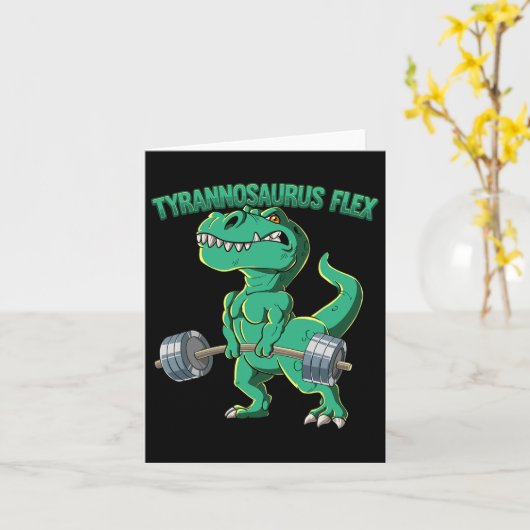 T-rex Gym Bodybuilding Tyrannosaurus Flex Kaart (Gele Bloem)
