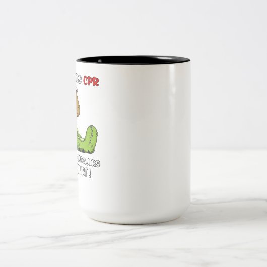 T-Rex haat CPR dat is waarom dinosaurussen uitster Tweekleurige Koffiemok (Center)