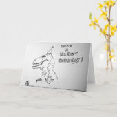 T Rex haat het openen van Cadeaus Kerstmis Kaart (Gele Bloem)