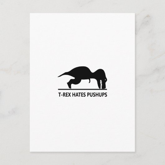 t-rex haat pushups.ai briefkaart (Voorkant)