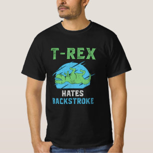 T-Rex haat rugslag zwemzwemzwemzwemmen schemernet T-shirt