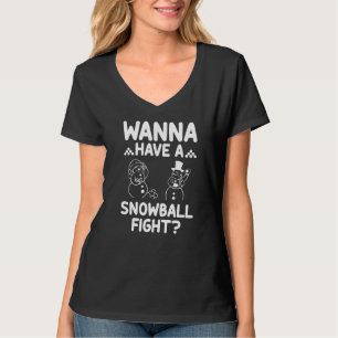 T Rex haat sneeuwbal gevechten grappige sneeuw goo T-shirt